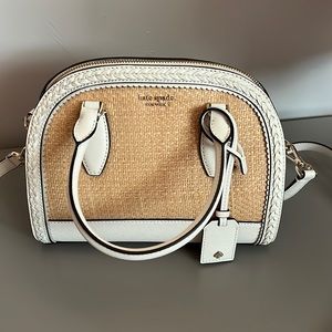 Kate Spade New York Med dome straw crossbody bag